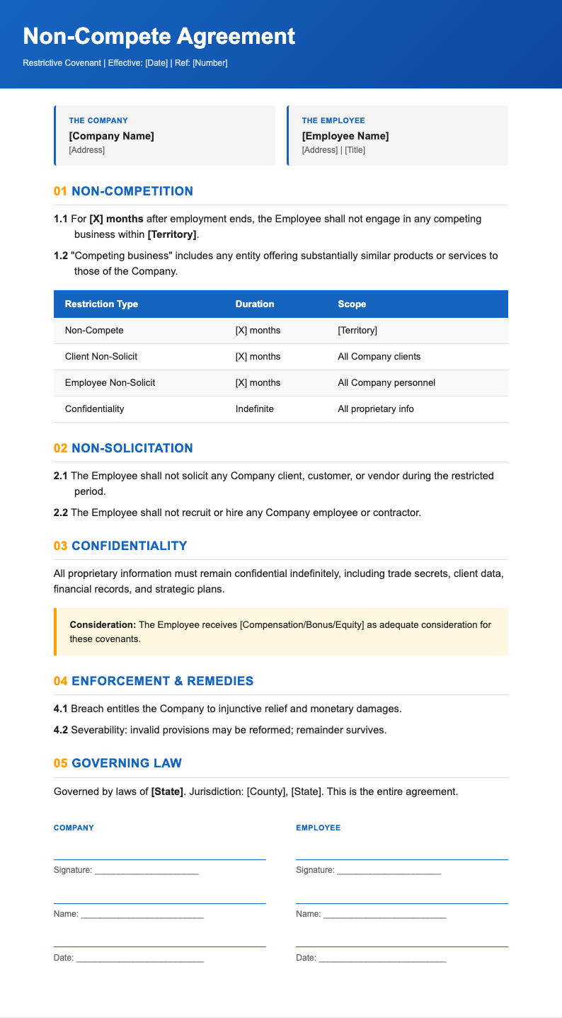 Investment Research Non Compete Agreement